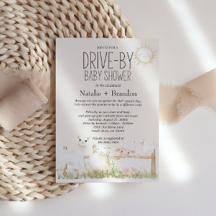 Farm-Tier-Wiese-Freunde-Drive-By-Baby-Party Einladung