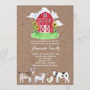 FARM TIERE Aquarell Baby Dusche Einladung