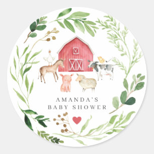 Farm-Tiere Baby Shower Runder Aufkleber