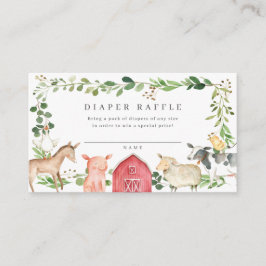 Farm-Tiere Baby Shower Windel-Raffle-Ticket Begleitkarte