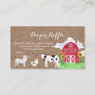 FARM TIERE, wasserfarbig, kraft Diaper-Raffingkart Begleitkarte