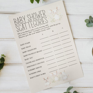 Farm-Tiere-Wiese-Baby-Shower-Scattegories-Spiel Flyer