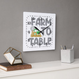Farm-to-Table-Traktor-Windmühle  Quadratische Wanduhr