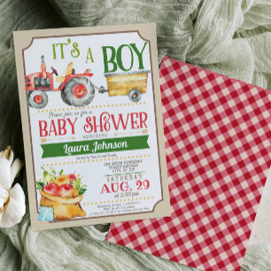 Farm Tractor Boy Baby Dusche Einladung