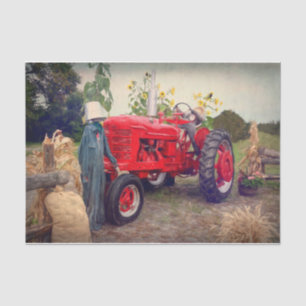 Farm Traktor Red Rustic Country Fall Harvest Seidenpapier
