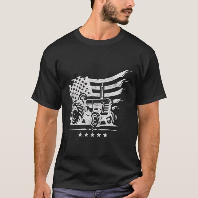 Farm Traktoren USA Flag Patriotic Farm Geschenk 4. T-Shirt (Vorderseite)