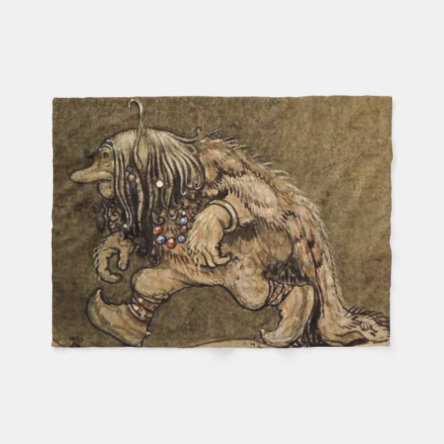 "Farm Troll" des schwedischen Künstlers John Bauer Fleecedecke (Vorderseite (Horizontal))