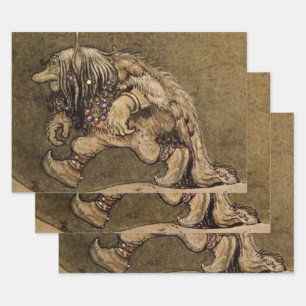 "Farm Troll" vom schwedischen Künstler John Bauer Geschenkpapier Set