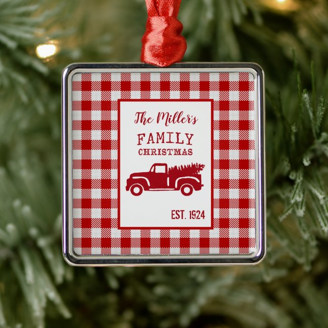 Farm Truck Individuelle Name Weihnachtskuchen Ornament Aus Metall (Baum)
