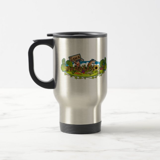 Farmaholic Logo-rostfreier Stahl-Reise-Tasse 15oz Reisebecher (Links)