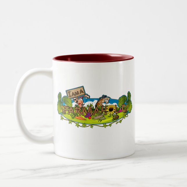 Farmaholic Logo Zwei-Ton Tasse (2 mit Seiten (Links)