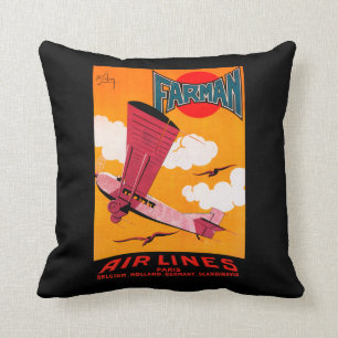 Farman Brothers Airlines F-170-Eindecker-Plakat Kissen