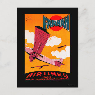 Farman Brothers Airlines F-170 Monoplane Poster Postkarte