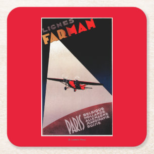 Farman Fluglinien Farman 300 Eindeckerpromo-Posten Rechteckiger Pappuntersetzer