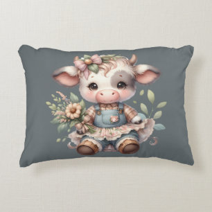 Farmcore Kawaii Calf Vintages Blumenkleid Dekokissen