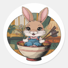 Farmcore Ramen Bunny Runder Aufkleber