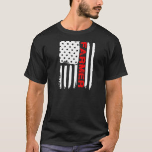 Farmer 4. Juli Amerikanische Flagge Farm Kuh Trakt T-Shirt