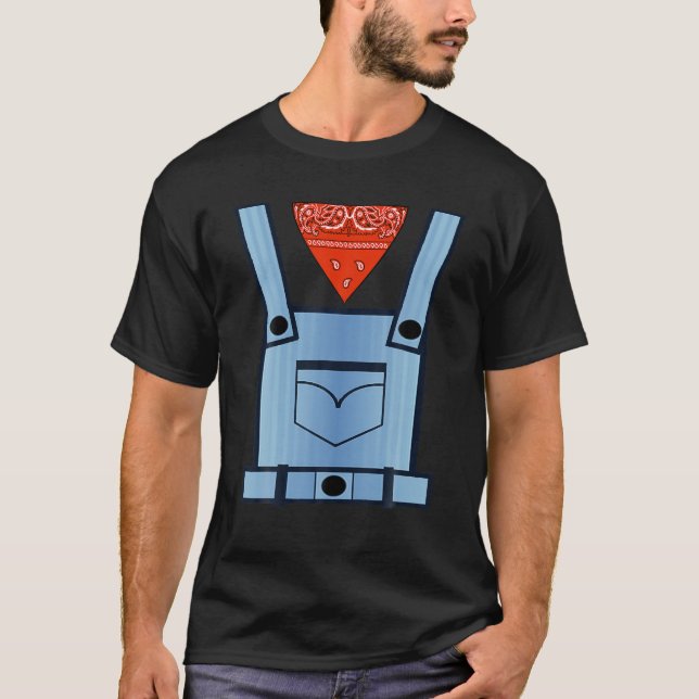 Farmer Bib Overall Cowboy Bandana Printed Anzug T-Shirt (Vorderseite)