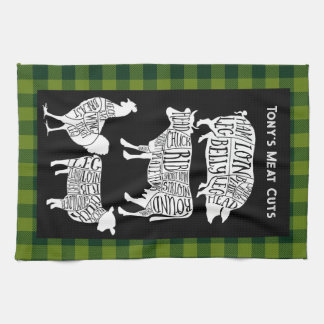 Farmer Butcher Meat Cuts Tea Towel | Vintage Rindf Geschirrtuch