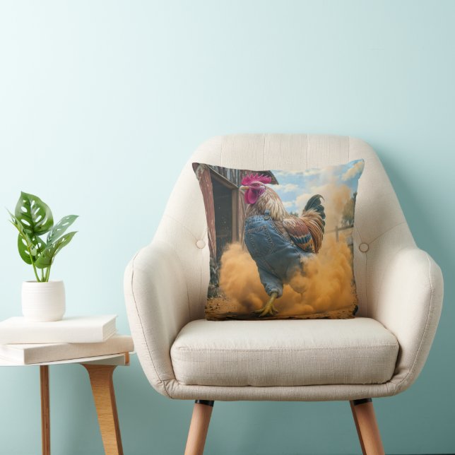 Farmer Rooster Kicking Up Dust Kissen (Stuhl )