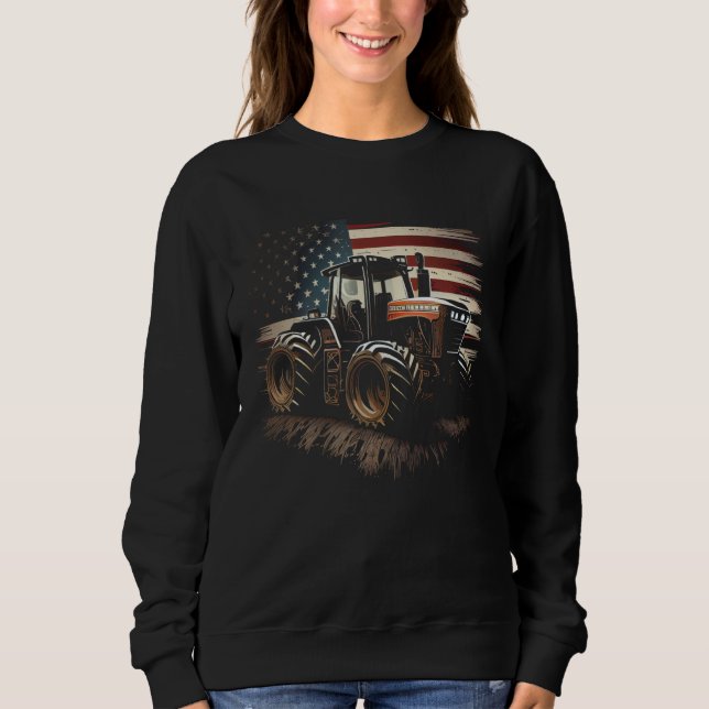 Farmer Tractors USA Flag Patriotic Farming Sweatshirt (Vorderseite)