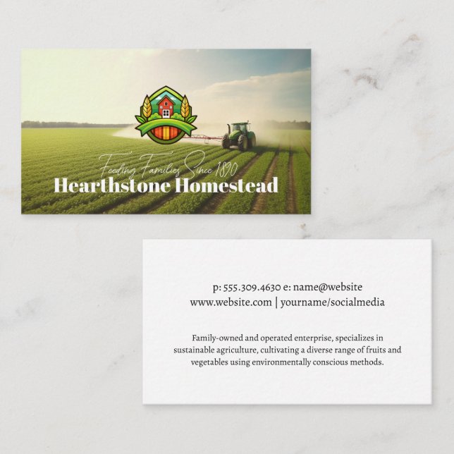Farmer Working the Field | Agriculture Visitenkarte (Vorne/Hinten)