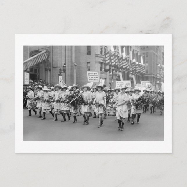 Farmerettes Sell WW1 Bonds, 1910er Postkarte (Vorderseite)