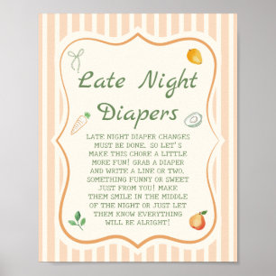 Farmers Market Baby Shower Spätabend-Windeln-Spiel Poster