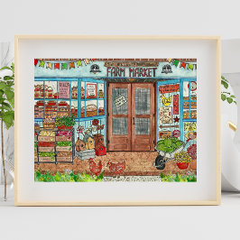 Farmer's Market Country Store Wasserfarben-Poster Poster