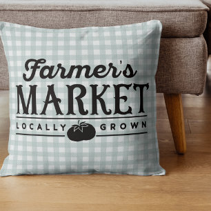 Farmers Market Grau Gingham Kissen