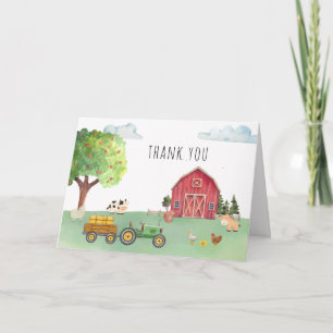 Farmers Market Roter Scheunen-Traktor Baby Shower Dankeskarte