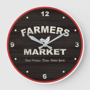 Farmers Market Rustic Kitchen Clock Große Wanduhr