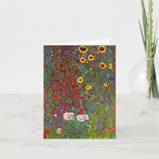 Farmgarten Gustav Klimt mit Sonnenblumenkarte Karte (Vorderseite)