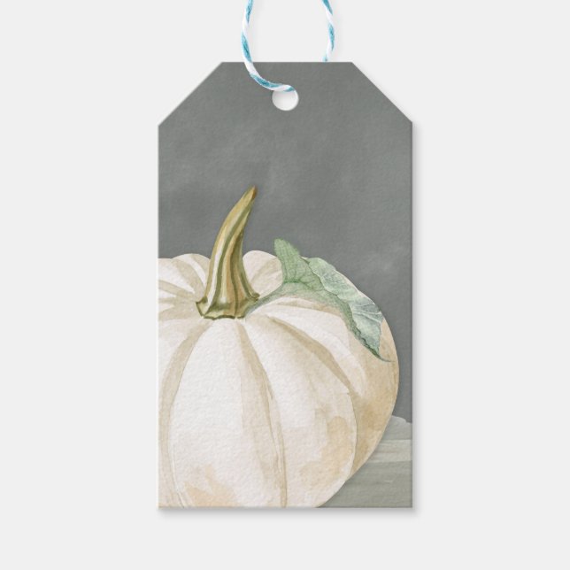 Farmhaus Fall weißer Kürbis Geschenkanhänger (Vorderseite)