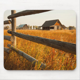 Farmhaus und Zaun am Grand Teton Mousepad