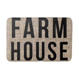 FARMHOUSE Black Letting Rustic Burlap Sacking Badematte