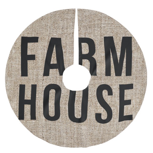 FARMHOUSE Black Letting Rustic Burlap Sacking Polyester Weihnachtsbaumdecke (Vorderseite)