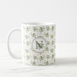 Farmhouse Botanical Watercolor Greenery Initial N Kaffeetasse