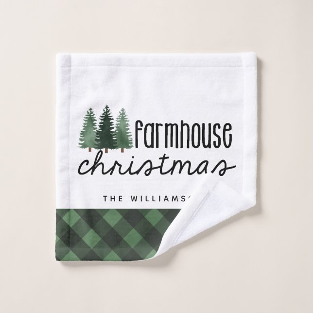Farmhouse Christmas Pays Nom de famille utilisé (Gant de toilette)