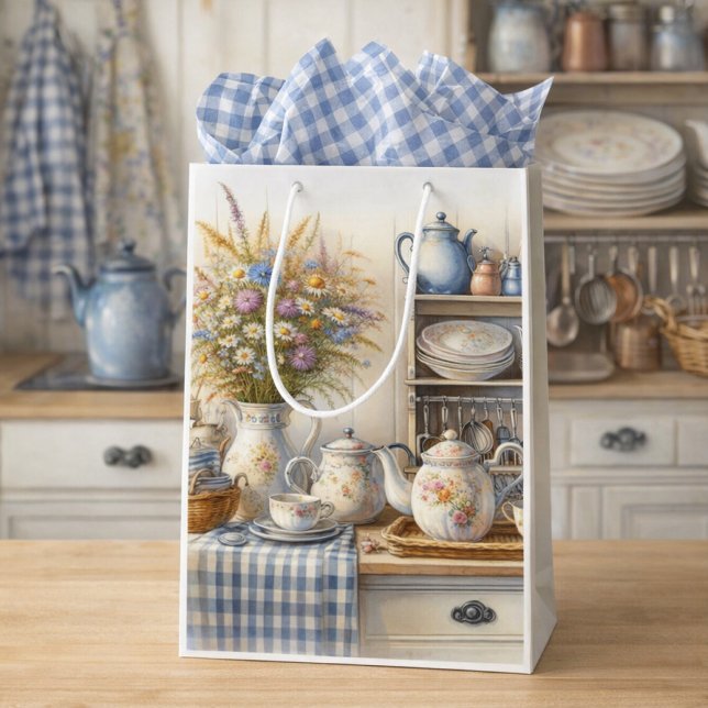 Farmhouse Coffee Pot and Wildflowers  Mittlere Geschenktüte (Von Creator hochgeladen)
