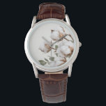 Farmhouse Cotton Botanical Watch Neutral Rustic Armbanduhr<br><div class="desc">A soft cotton botanical design gives this watch a warm farmhouse aesthetic. Featuring delicate cotton blossoms in neutral tones, this piece blends rustic charm with timeless style. Perfect for everyday wear or as a thoughtful gift, the natural cotton artwork pairs beautifully with farmhouse, cottage, and country-inspired fashion. A subtle and...</div>