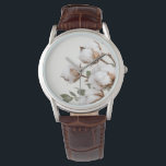 Farmhouse Cotton Botanical Watch Neutral Rustic Armbanduhr<br><div class="desc">A soft cotton botanical design gives this watch a warm farmhouse aesthetic. Featuring delicate cotton blossoms in neutral tones, this piece blends rustic charm with timeless style. Perfect for everyday wear or as a thoughtful gift, the natural cotton artwork pairs beautifully with farmhouse, cottage, and country-inspired fashion. A subtle and...</div>