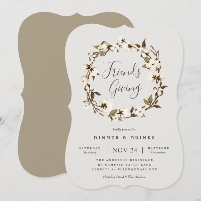 Farmhouse Friendsgiving Party Invitation (Devant / Derrière)