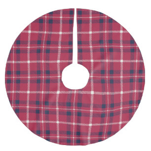 Farmhouse-Karo navyrot weiß handgezeichnet ländlic Polyester Weihnachtsbaumdecke