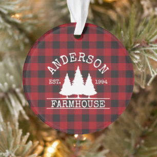 Farmhouse Nom de famille Red Buffalo Plaid