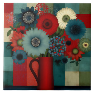 Farmhouse-Patchwork-Blaues Beerenbouquet Fliese