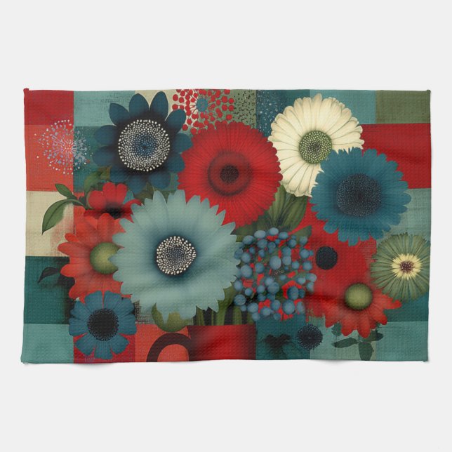 Farmhouse-Patchwork-Blaues Beerenbouquet Geschirrtuch (Horizontal)