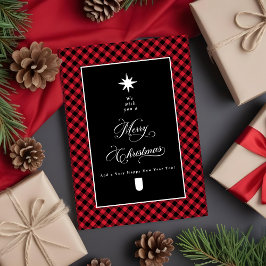 Farmhouse Plaid Chalkboard Photo Merry Christmas Feiertagskarte