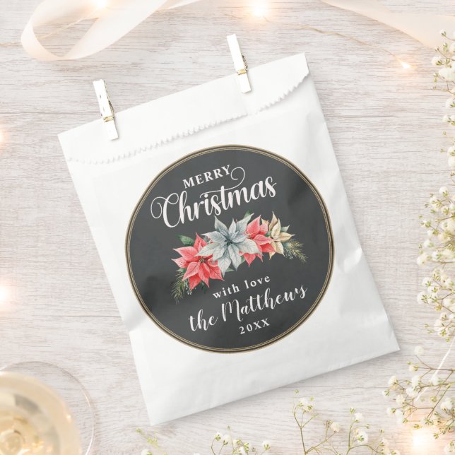 Farmhouse Poinsettia Rustic Merry Christmas Geschenktütchen (Ausgeschnitten)