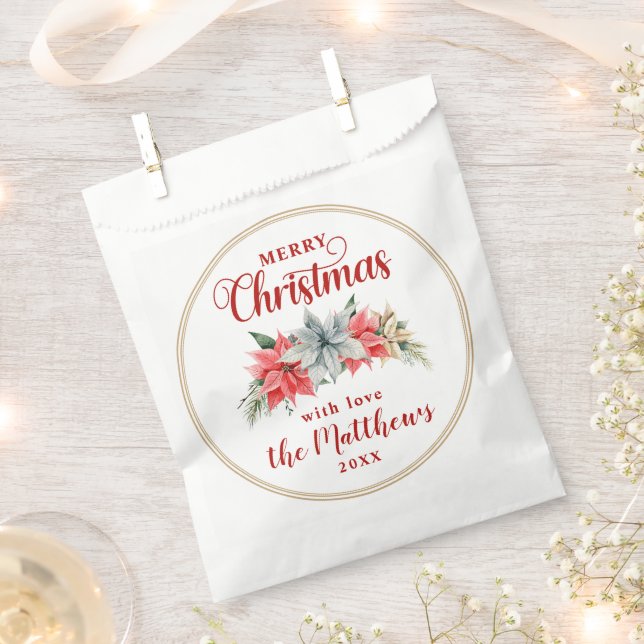 Farmhouse Poinsettia Rustic Merry Christmas Geschenktütchen (Ausgeschnitten)
